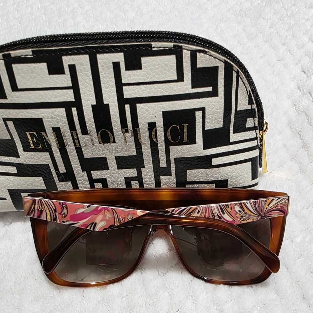 Emilio Pucci Sunglasses with Brown Lenses and Patterned Frame - Picture 5 of 13